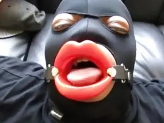 Masked fat slave slut enjoys dick sucking her BDSM master