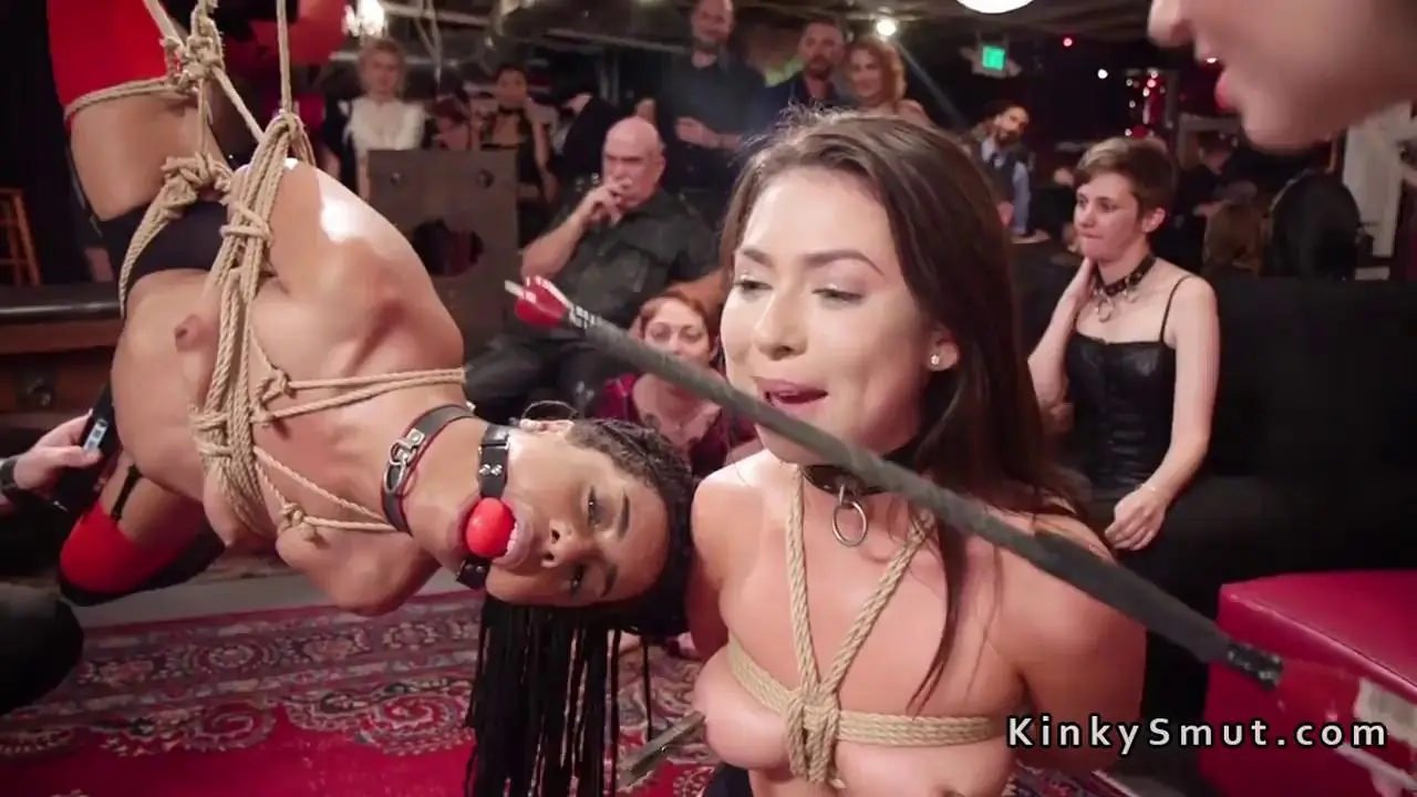 Pain loving slave girls tied up and toyed public BDSM - BDSM.one